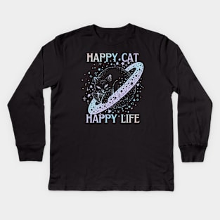 Happy cat happy life Kids Long Sleeve T-Shirt